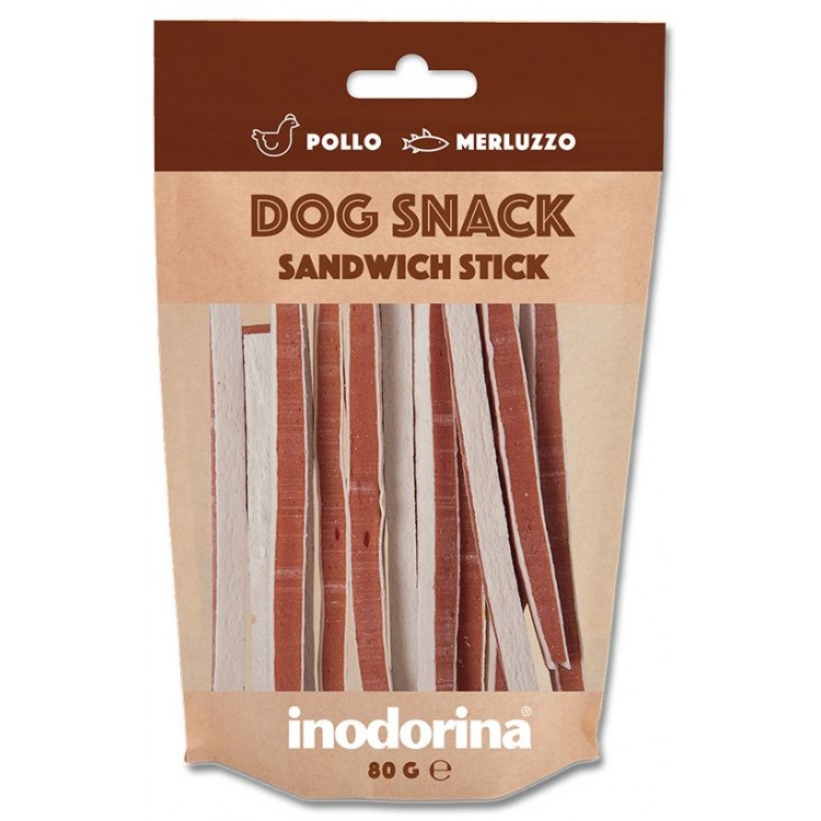Snack Inodorina Dog Snack Sanwich Stick Pollo/Merluzzo 80 g