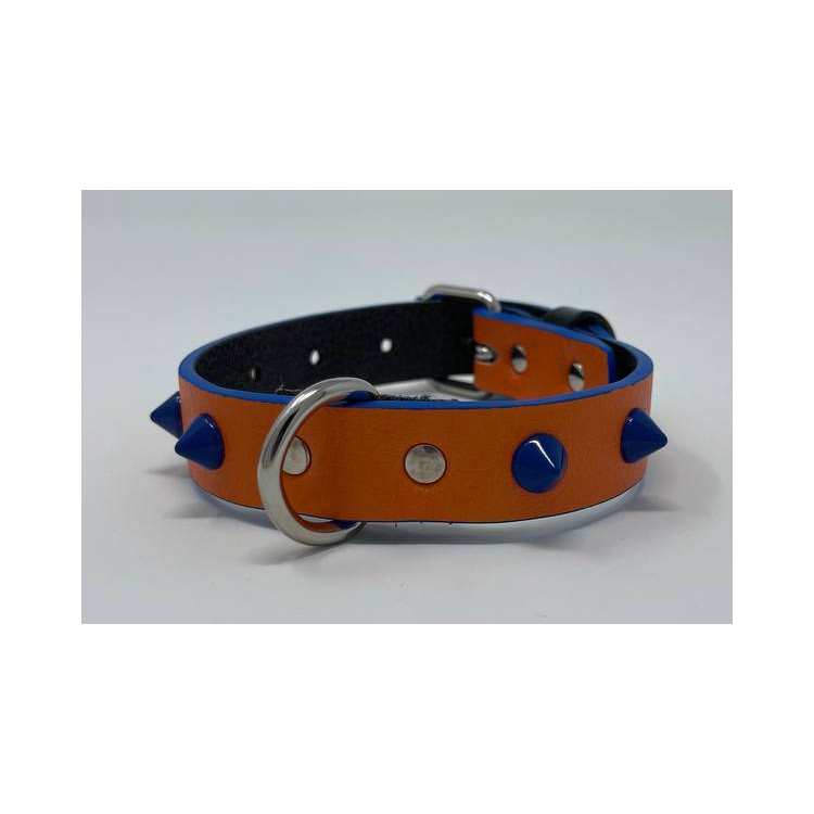 Collare My Queen Arancione borchia cono blu 35x2cm