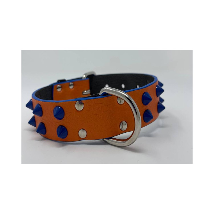Collare My Queen Arancione borchia cono blu 45x3cm