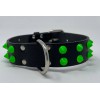 Collare My Queen Nero borchia cono verde fluo 45x3cm