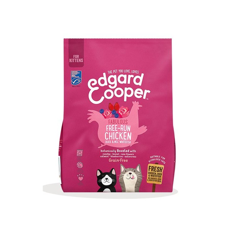 Kitten Pollo e Anatra e Pesce bianco con cinorrodi, fiori di rosa e mirtilli 300g