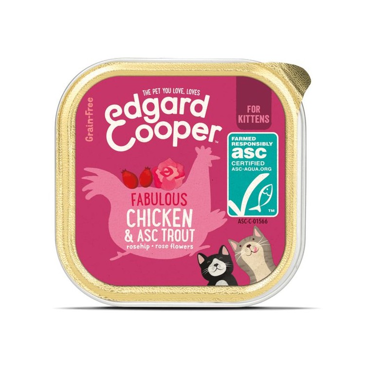 Kitten Pollo e Trota ASC con fiori di rosa, camomilla e mirtilli 85g