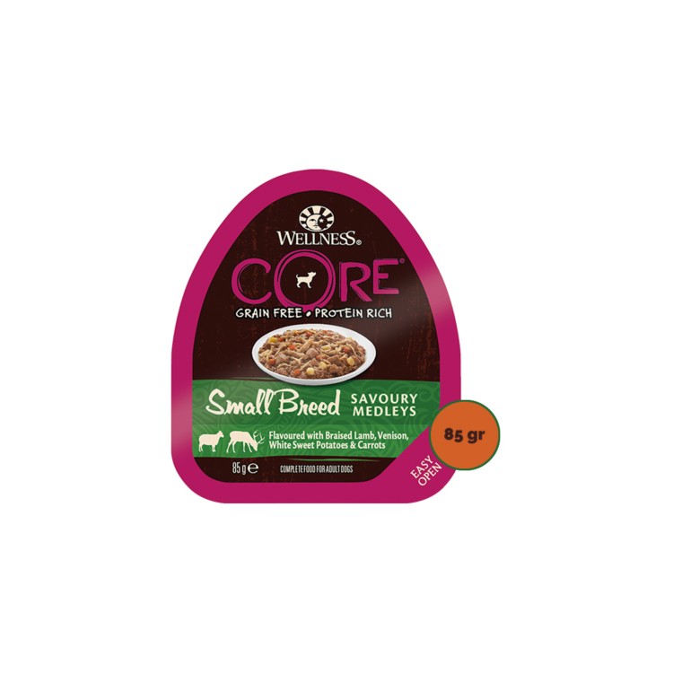 Wellness Core Small Breed Agnello brasato, cervo, patate dolci e carote 85g